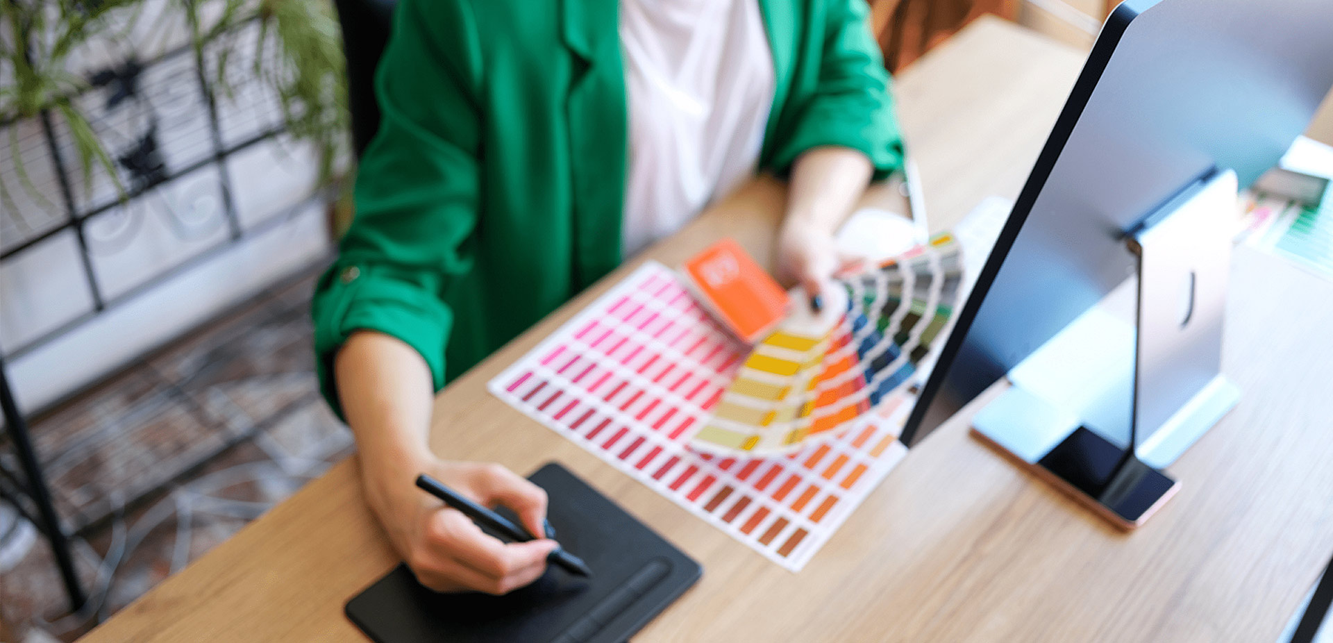 Woman picking colors for design